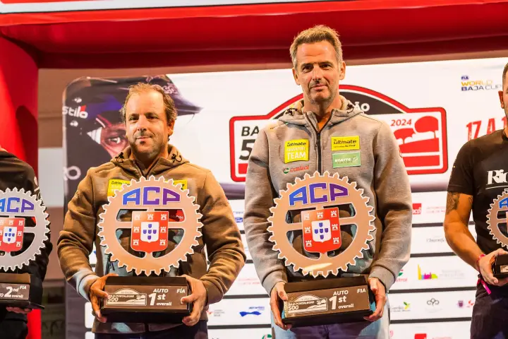 Baja Portalegre 500 2024: Two drivers holding ACP trophies first place