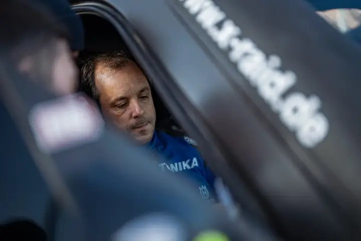 Dakar Rally 2022: driver focused inside car cockpit close-up portrait