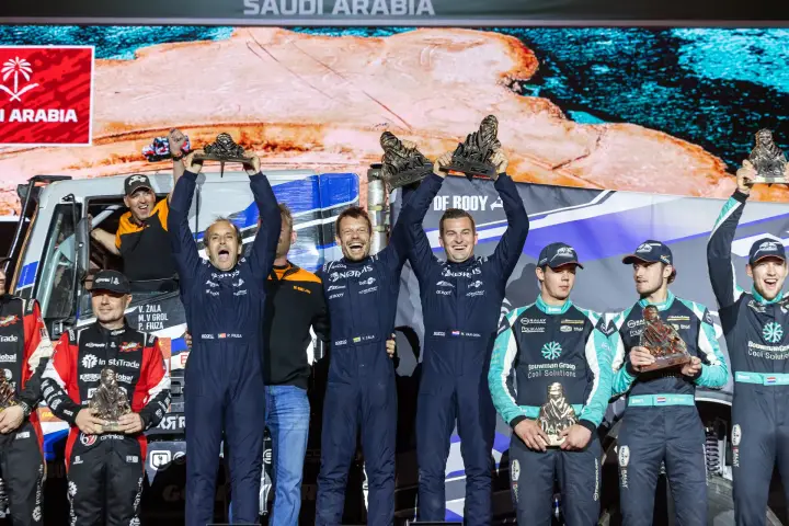 Dakar Rally 2026: Top three truck teams on Dakar podium stage